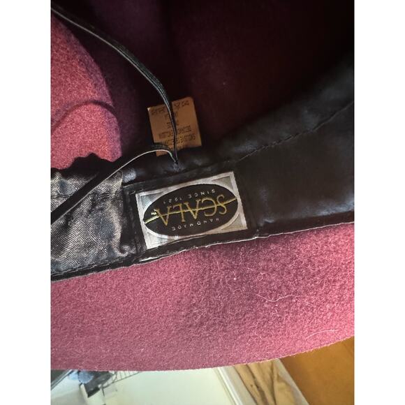 Scala Burgundy Wool Hat With Honey Bee and Gemstone head band. - Picture 6 of 12